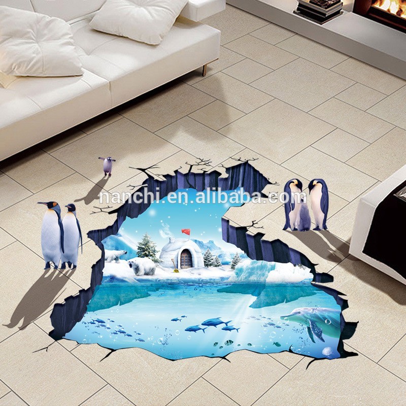 Polar Ice Cave 3d Wall Stickers For Kids Bedroom Pvc - Floor Vinyl Stickers - HD Wallpaper 