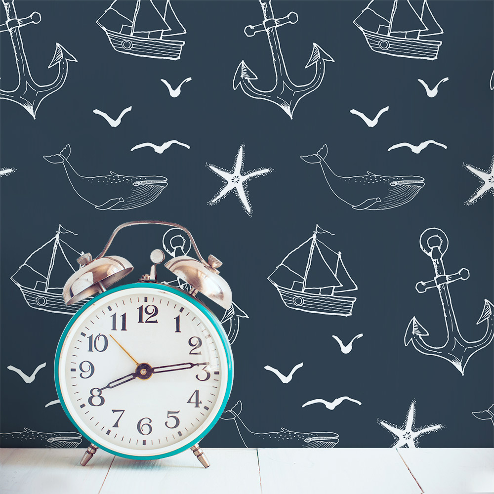 Nautical Seas Removable Wallpaper Tile - Quartz Clock - HD Wallpaper 
