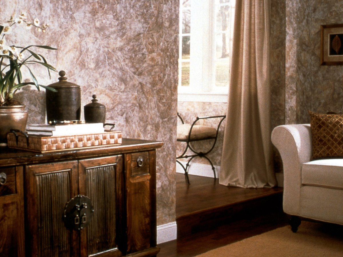 Vintage Living Room Wallpaper Design - Beown Wallpaper Idea Living Room - HD Wallpaper 