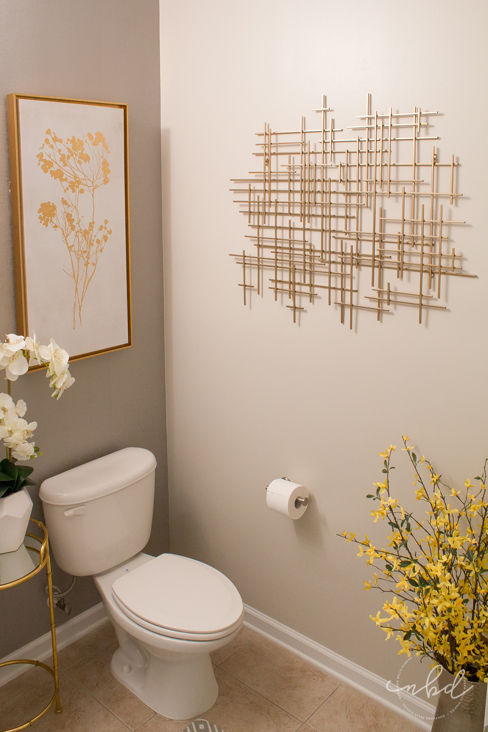 Elegant Half Bath On A Budget Using Devine Color Wallpaper - Bathroom - HD Wallpaper 