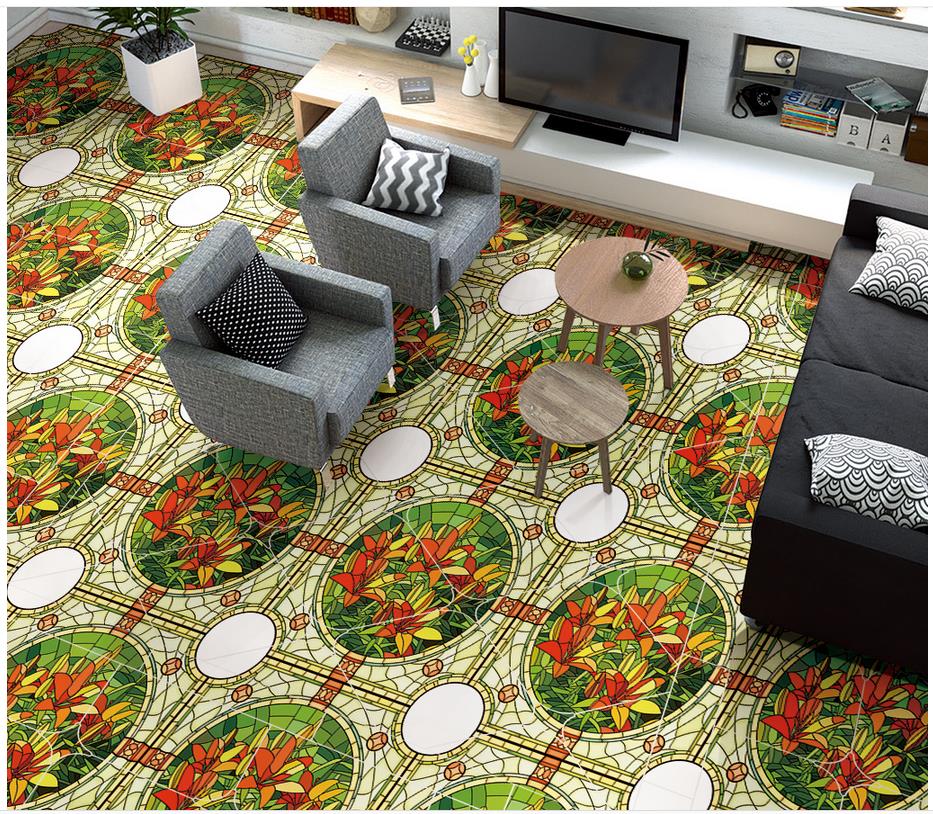 3d Flooring European Style Retro Abstract Floral Pattern - Painted Floor Mural - HD Wallpaper 