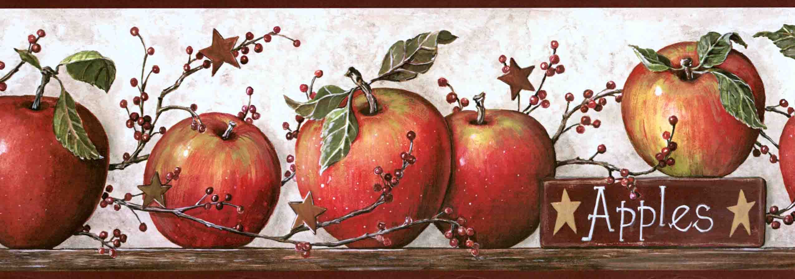 Apple Wallpaper Border Kitchen - HD Wallpaper 