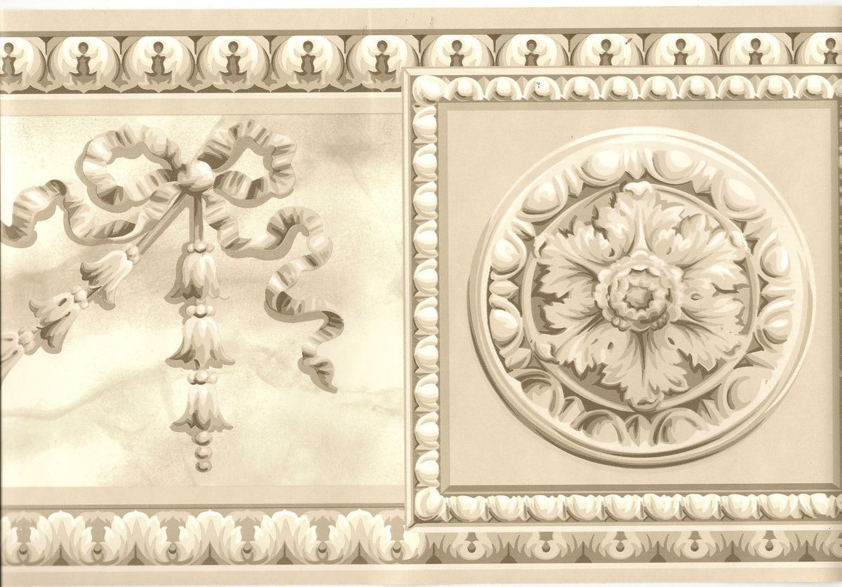 Wallpaper Border Medallion With Scroll Wall Border - Relief - HD Wallpaper 