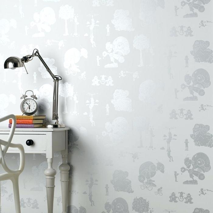 Silver Wall Paper White Silver Boys Robot Themed Wallpaper - Paperboy - HD Wallpaper 