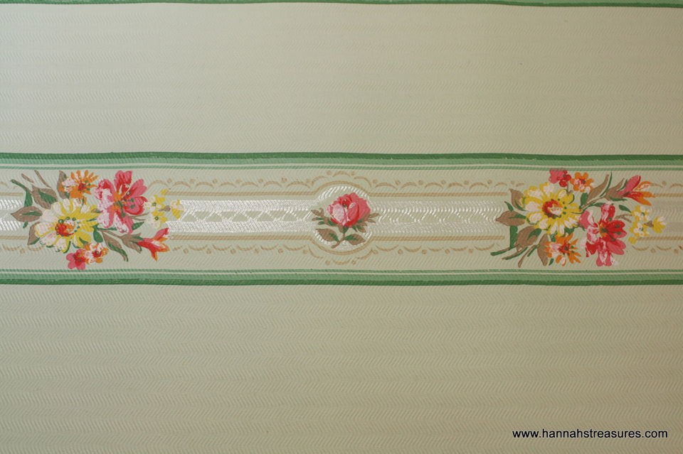 1940s Vintage Wallpaper Border Mint Green With Lace - Artificial Flower - HD Wallpaper 