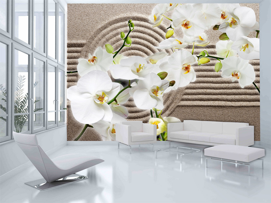 Wall Mural Beautiful Zen Garden - Fototapeta Do Salonu Storczyk - HD Wallpaper 