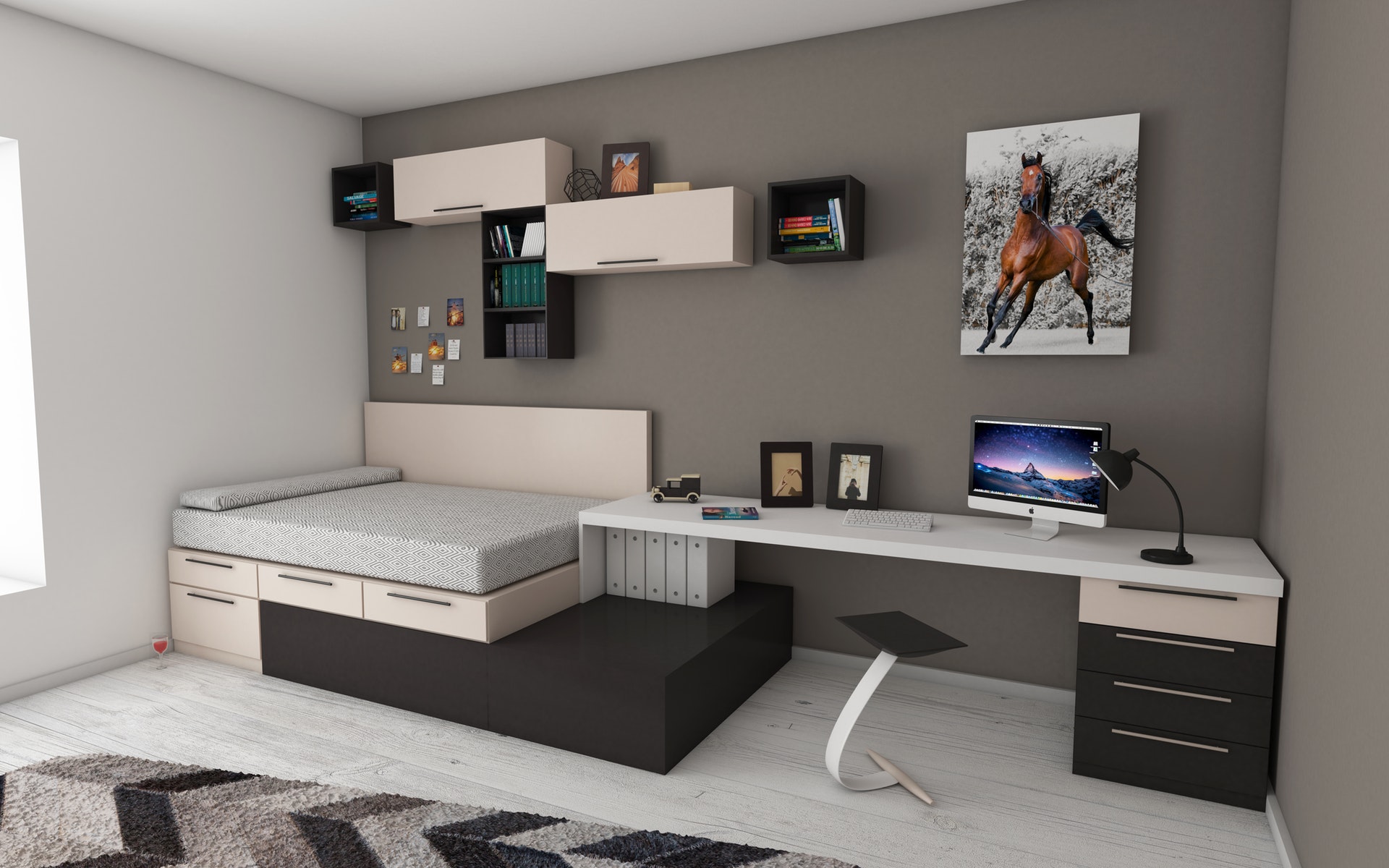 Desk Bed Set Up - HD Wallpaper 