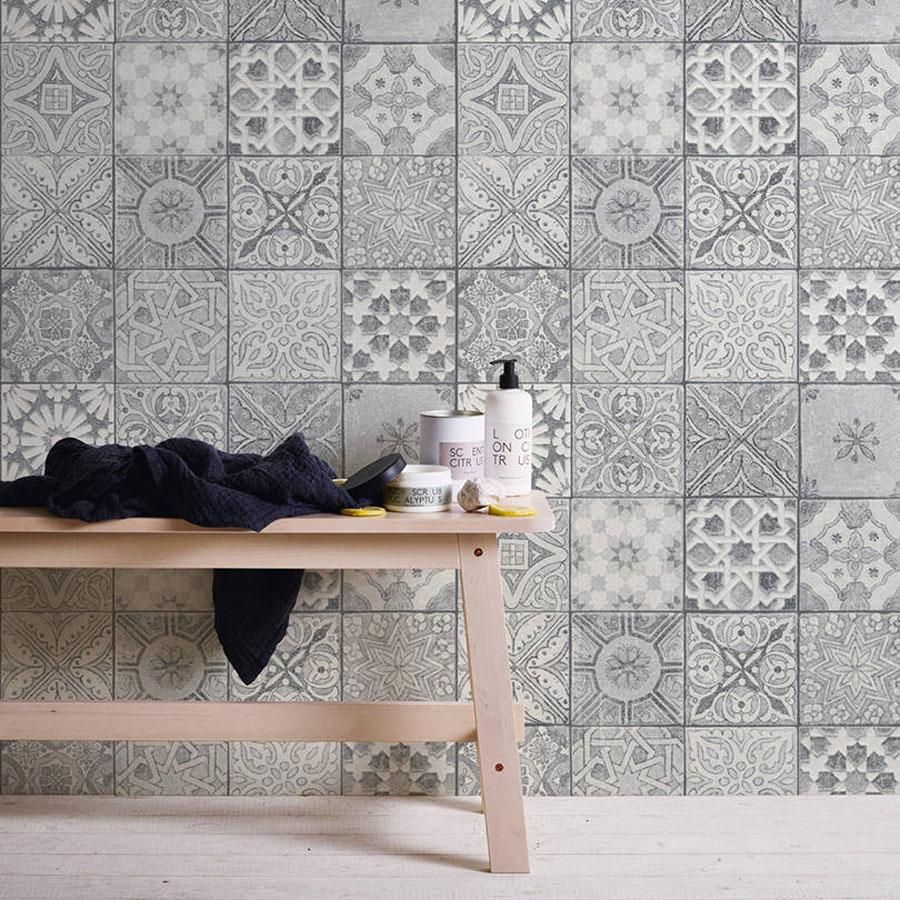 Grey Moroccan Wall Tiles - HD Wallpaper 