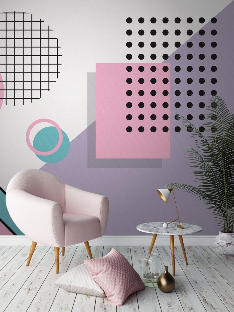 Memphis Pattern Interior Design - HD Wallpaper 