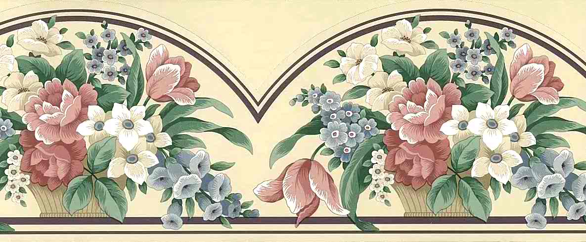Beige Cutout Vintage Wallpaper Border, Rose, Blue, - Lily Of The Valley - HD Wallpaper 