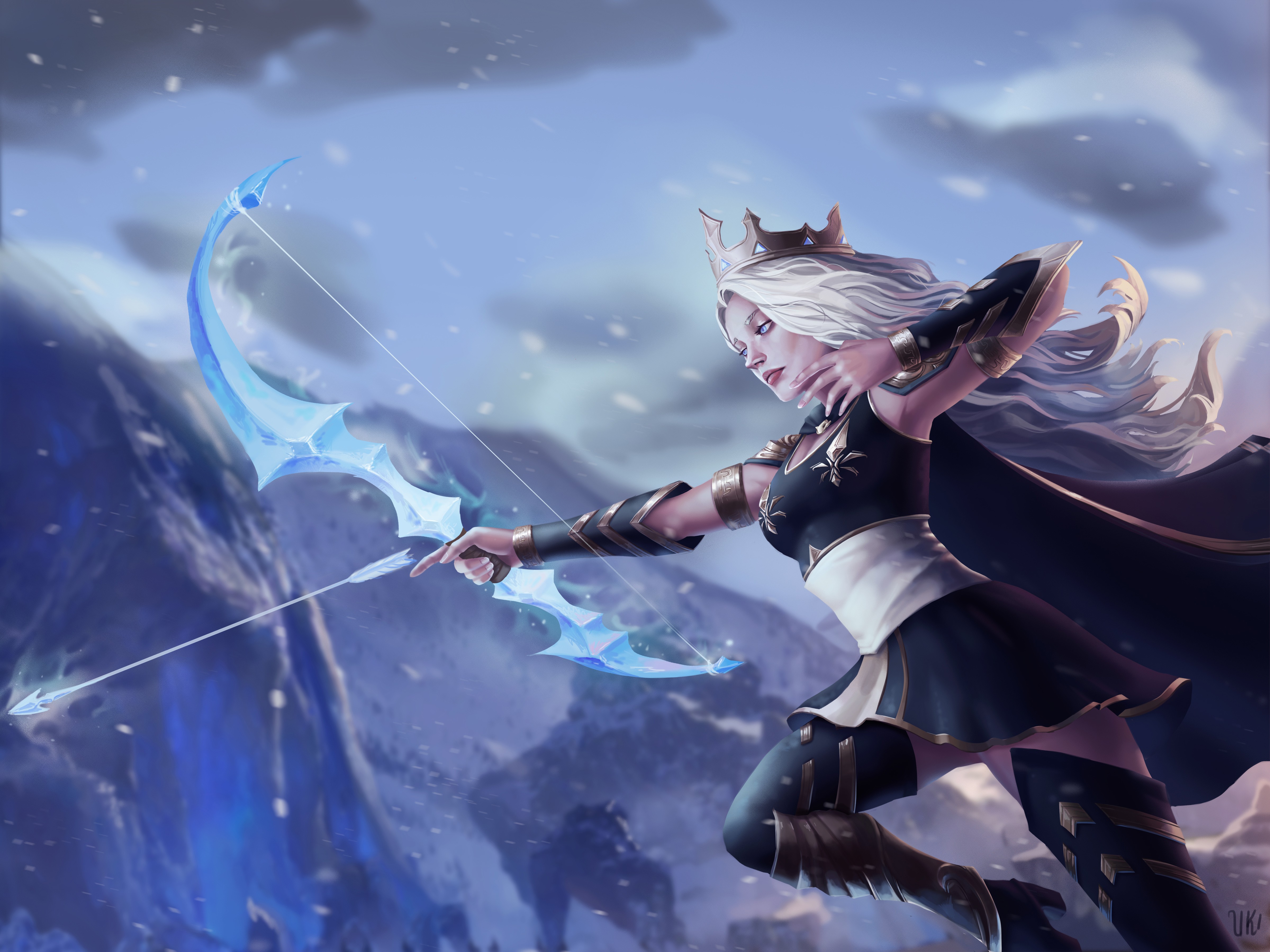 Ashe By Ukiori Hd Wallpaper Background Fan Art Artwork - Frost Archer - HD Wallpaper 