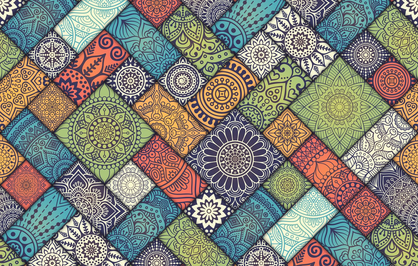 Photo Wallpaper Colorful, Pattern, Vintage, Tiles, - Mandalas Wallpaper Hd - HD Wallpaper 