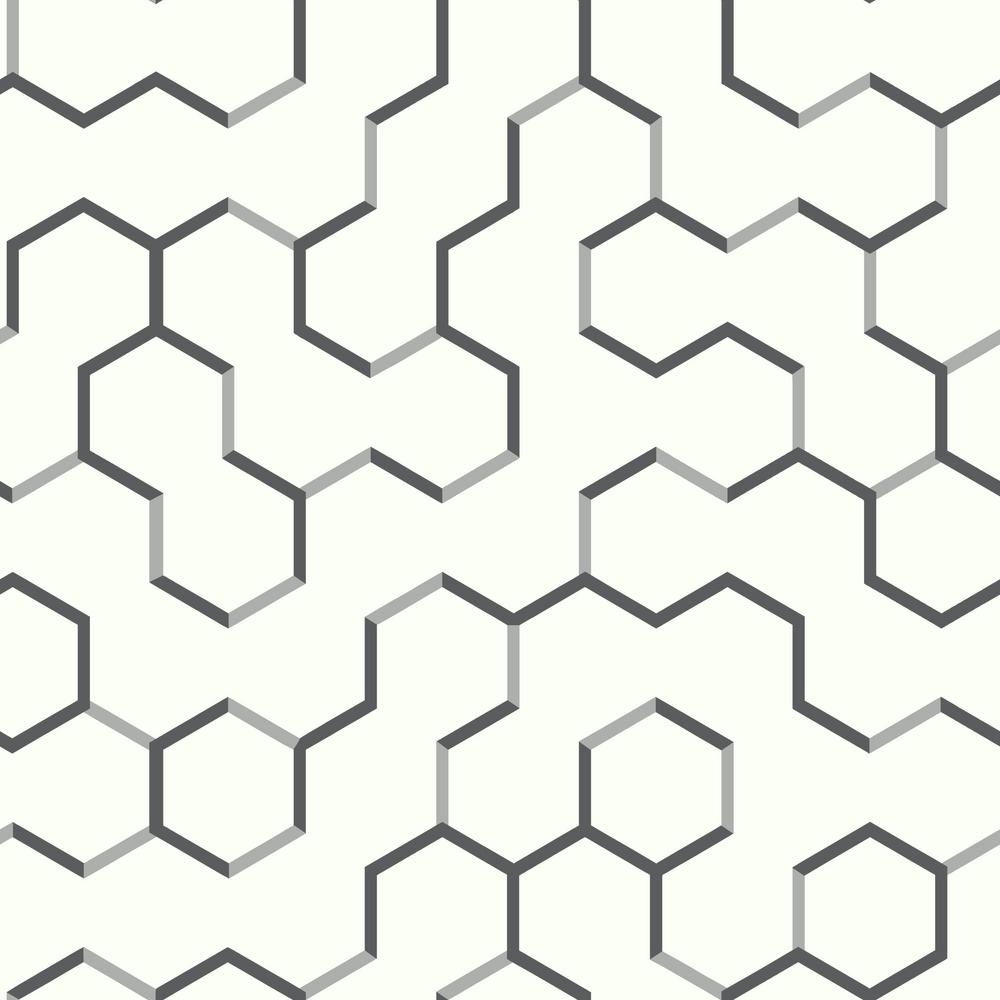 Roommates Gray Open Geometric Peel And Stick - HD Wallpaper 