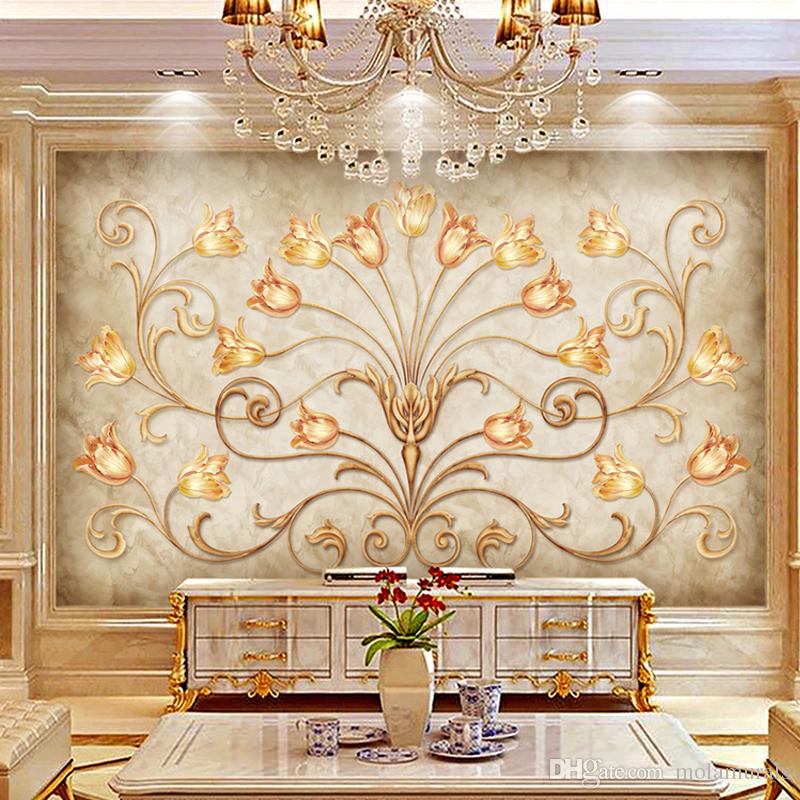 Golden Wallpaper For Wall Flowers - HD Wallpaper 
