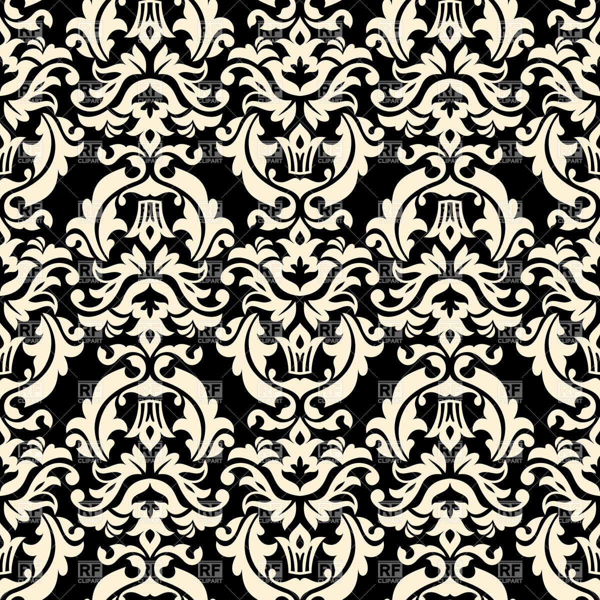 Seamless Black And White Floral Retro Wallpaper - Motif - HD Wallpaper 