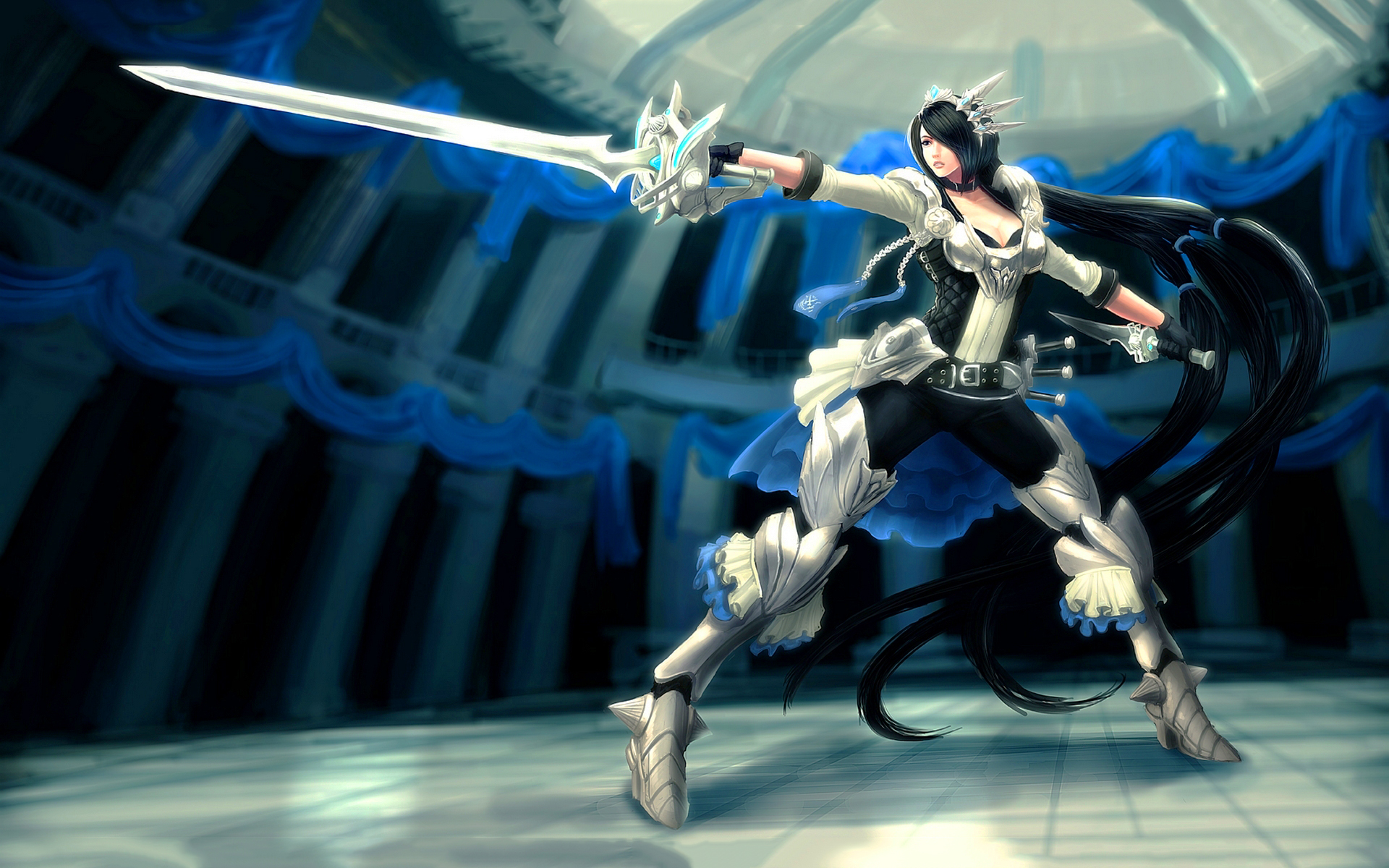 League Of Legends Sword Girl - HD Wallpaper 