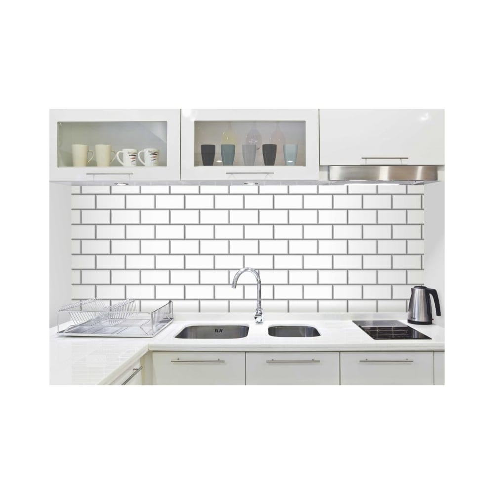 Subway Tile Effect Wallpaper Kitchen - HD Wallpaper 