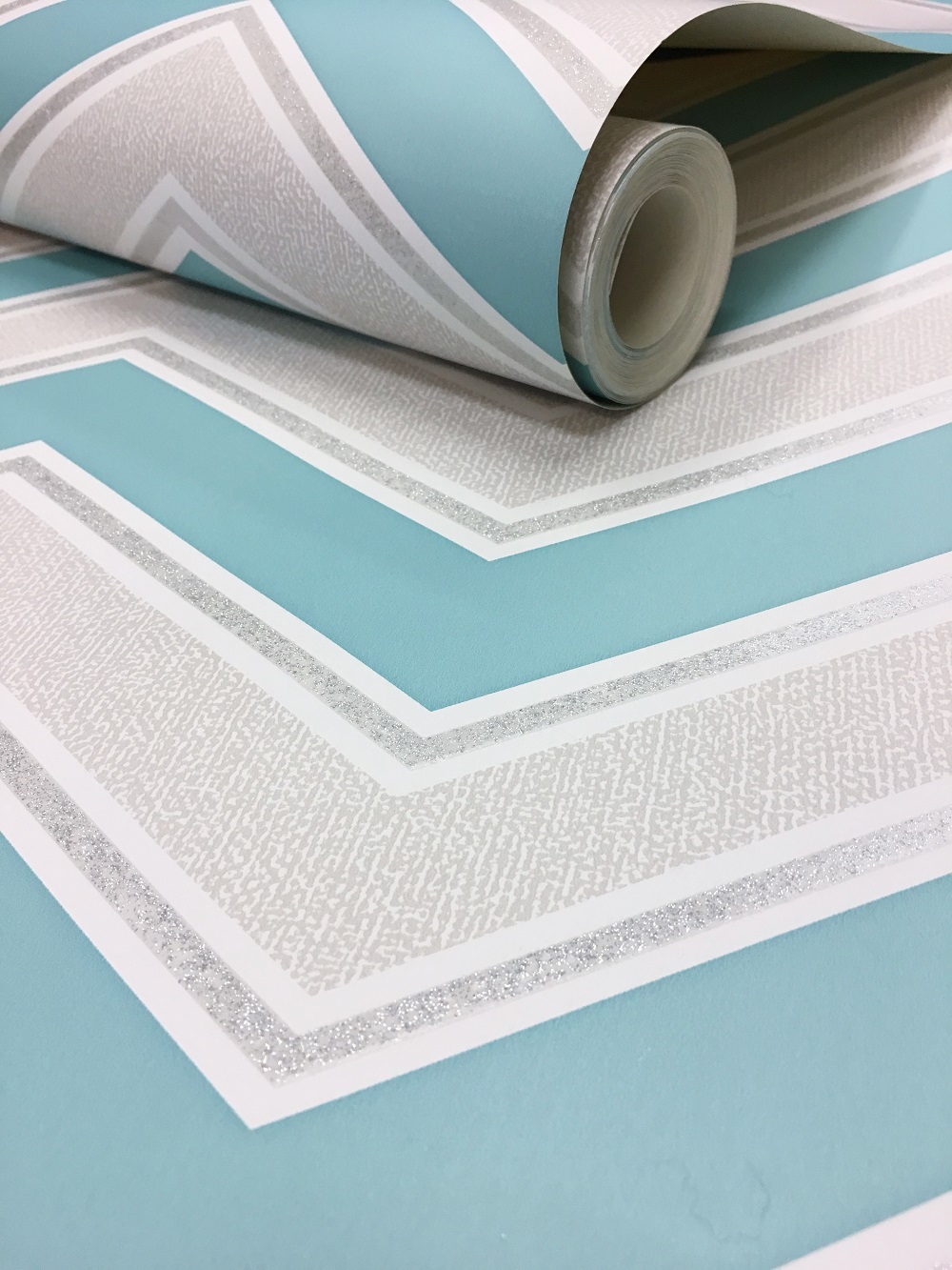 Coloroll Chevron Teal Wallpaper - Bed Sheet - HD Wallpaper 