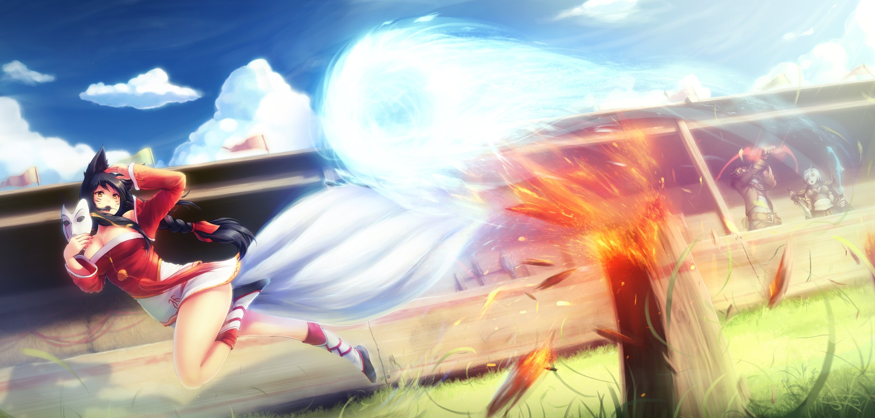 Ahri And Ezreal Art - HD Wallpaper 