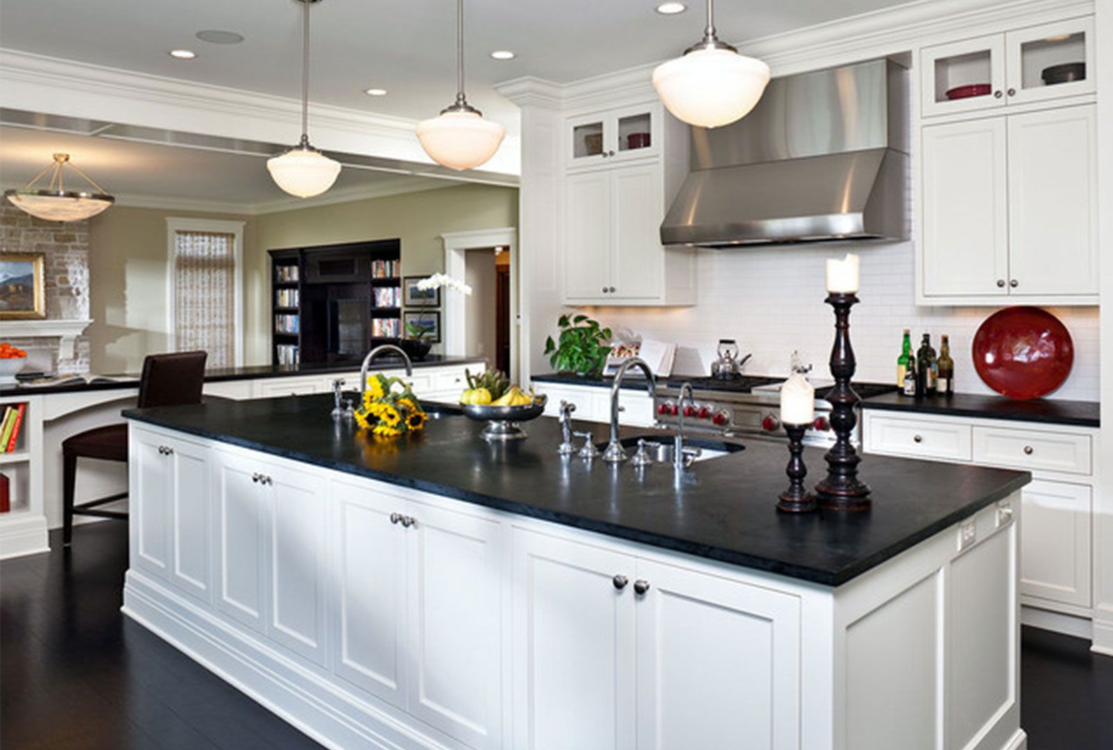 Kitchen Black Slate Countertops - HD Wallpaper 