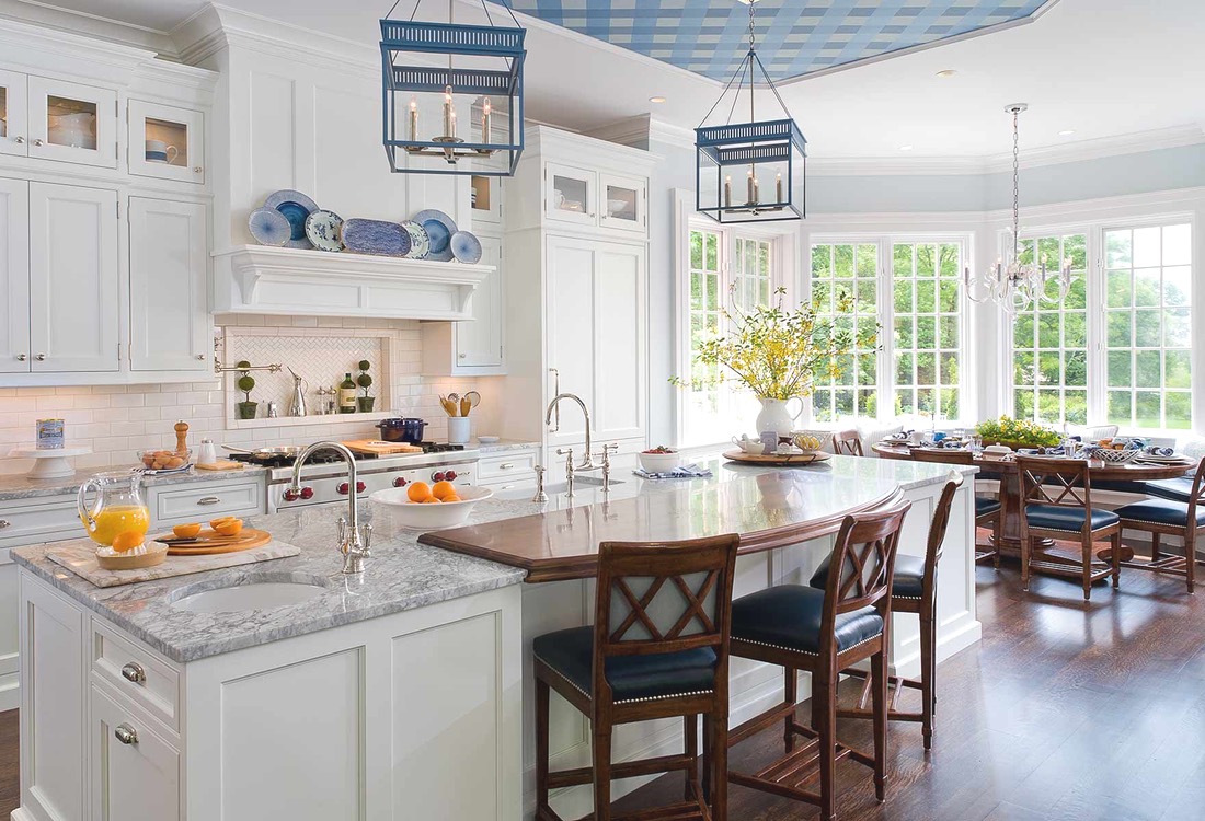 Depth To Kitchen With Wallpaper Ceiling - Eat In Area Of Kitchen - HD Wallpaper 