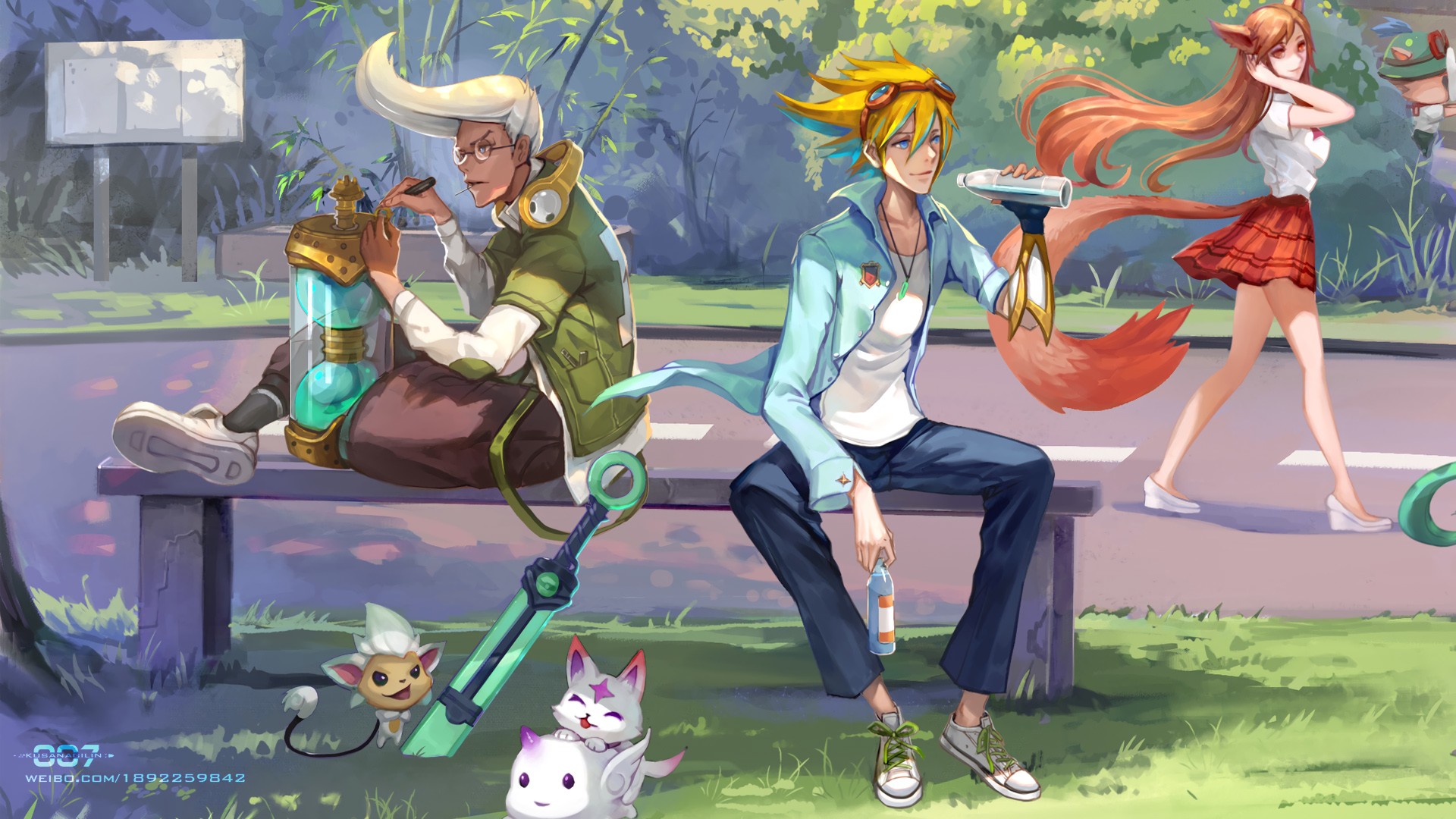 Guardian Ahri, Ezreal, Academy Ekko Teemo By Kusanagi - Star Guardian Ezreal And Lux - HD Wallpaper 