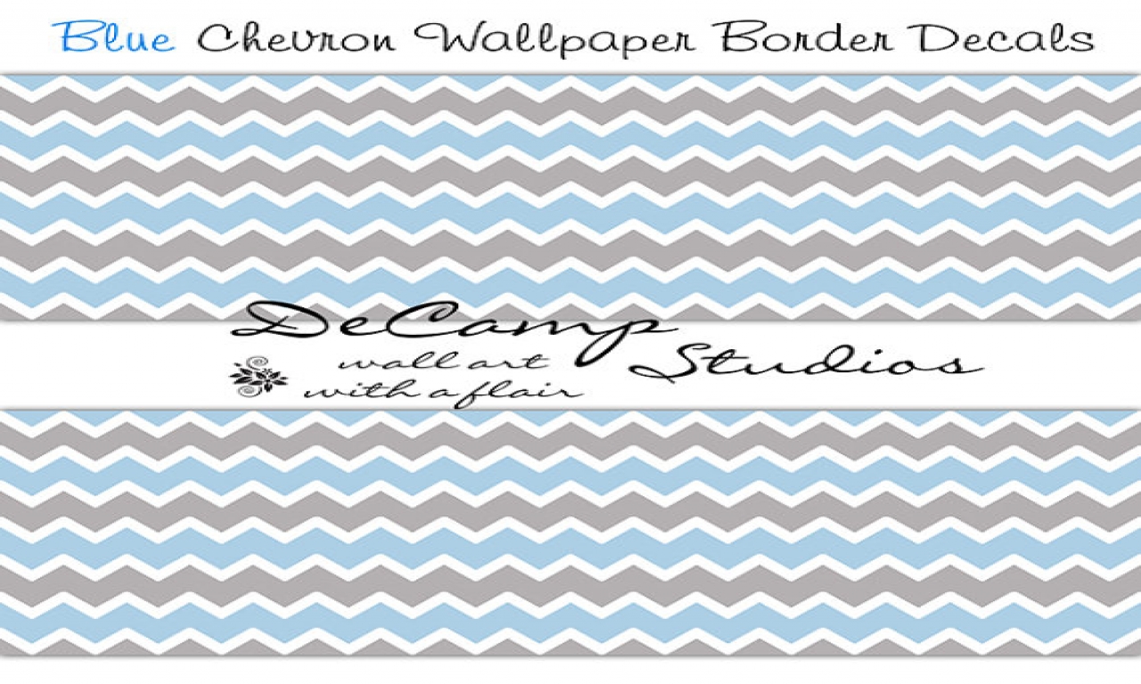 Teal Chevron Wallpaper Blue Border Wall Art Decal Grey - Pattern - HD Wallpaper 