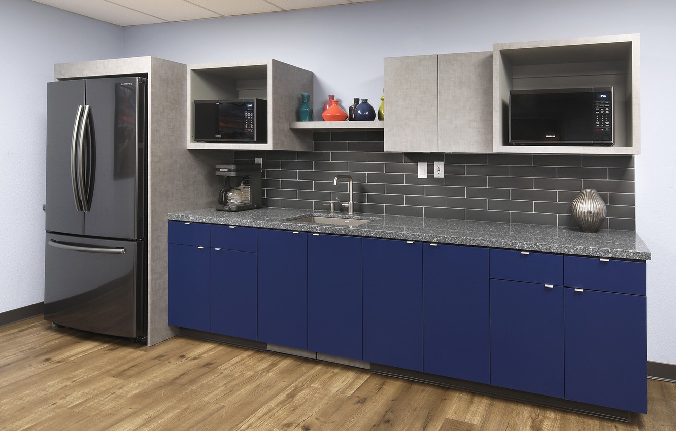 Photo Wallpaper Furniture, Refrigerator, Kitchen, Cabinets - Kitchen - HD Wallpaper 