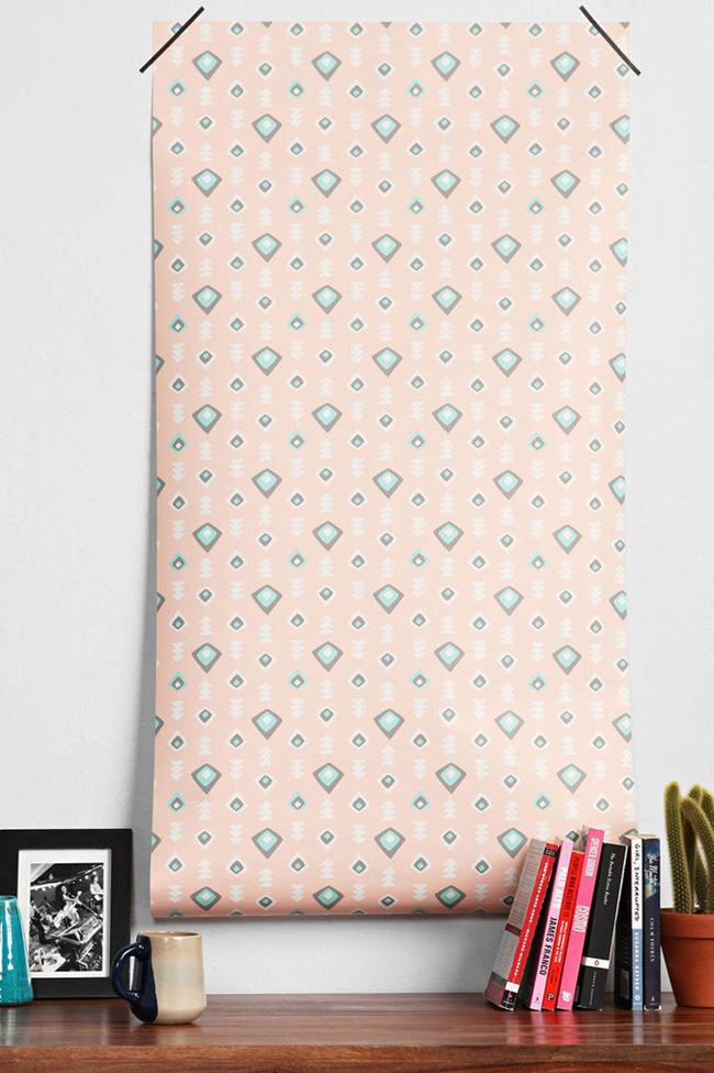 Pink Geometric Peel And Stick Wallpaper - Wall - HD Wallpaper 