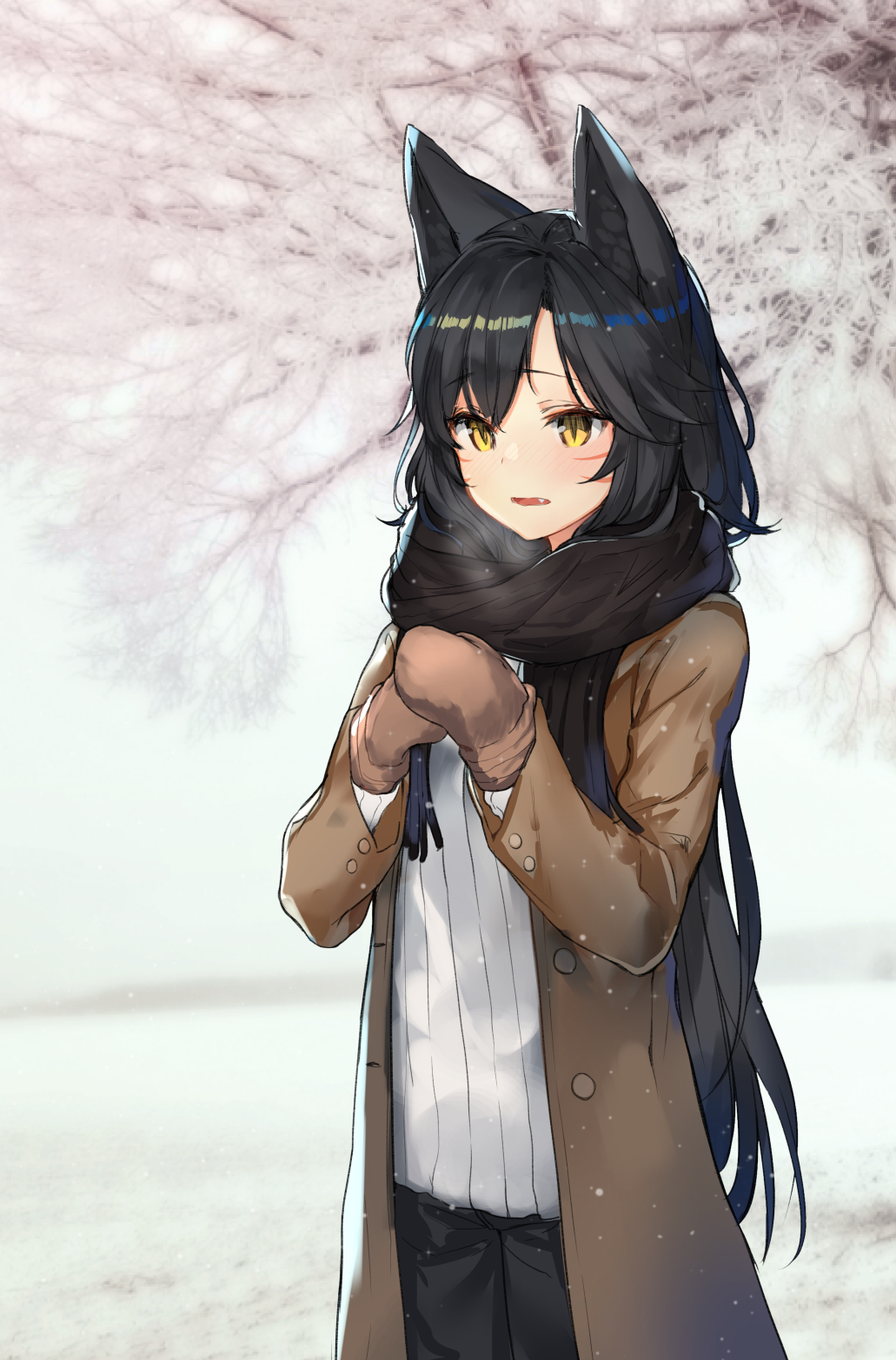 Kawaii Anime Wolf Girl Winter Anime - HD Wallpaper 