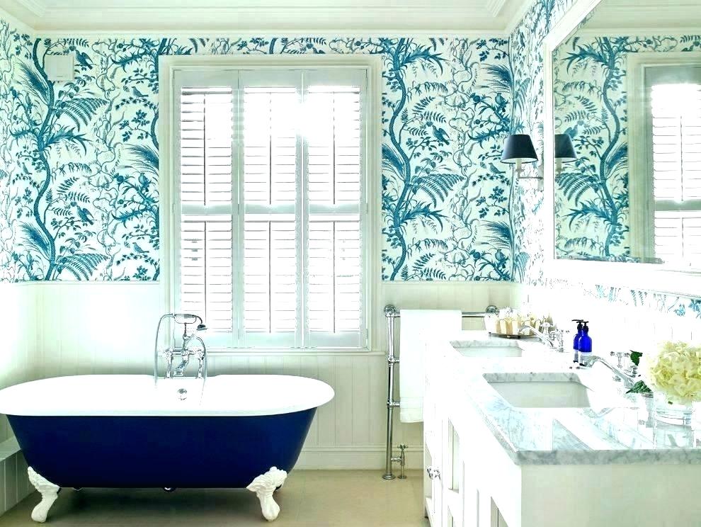 Waterproof Wallpaper For Shower - Blue Tile Bathroom - 990x744 Wallpaper -  
