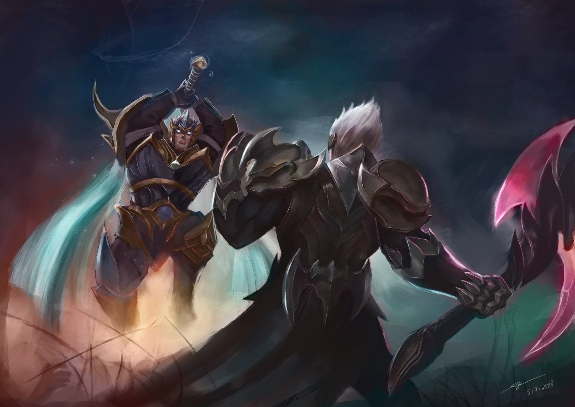 God-king Garen Vs Darius By Biliti Hd Wallpaper Background - Darius Vs Garen Fanart - HD Wallpaper 