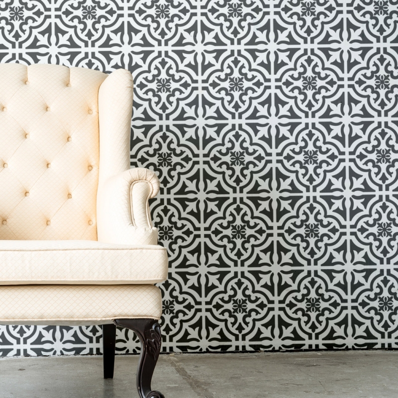 Tile Stencil Rio Tinto - Geometric Pattern Diy Floor Stencil Geometric - HD Wallpaper 