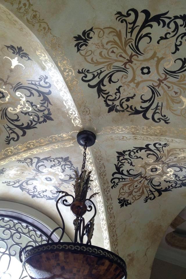 Stunning Stenciled Groin Ceiling By Deborah Schmersal - Ceiling Stencil Designs - HD Wallpaper 