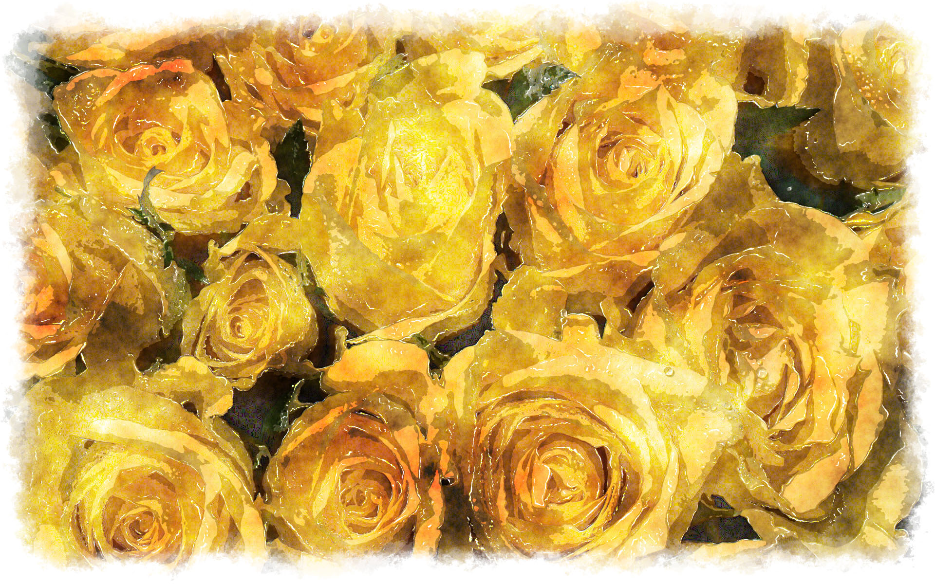 Yellow Roses Bouquet Watercolor - Watercolor Painting - HD Wallpaper 
