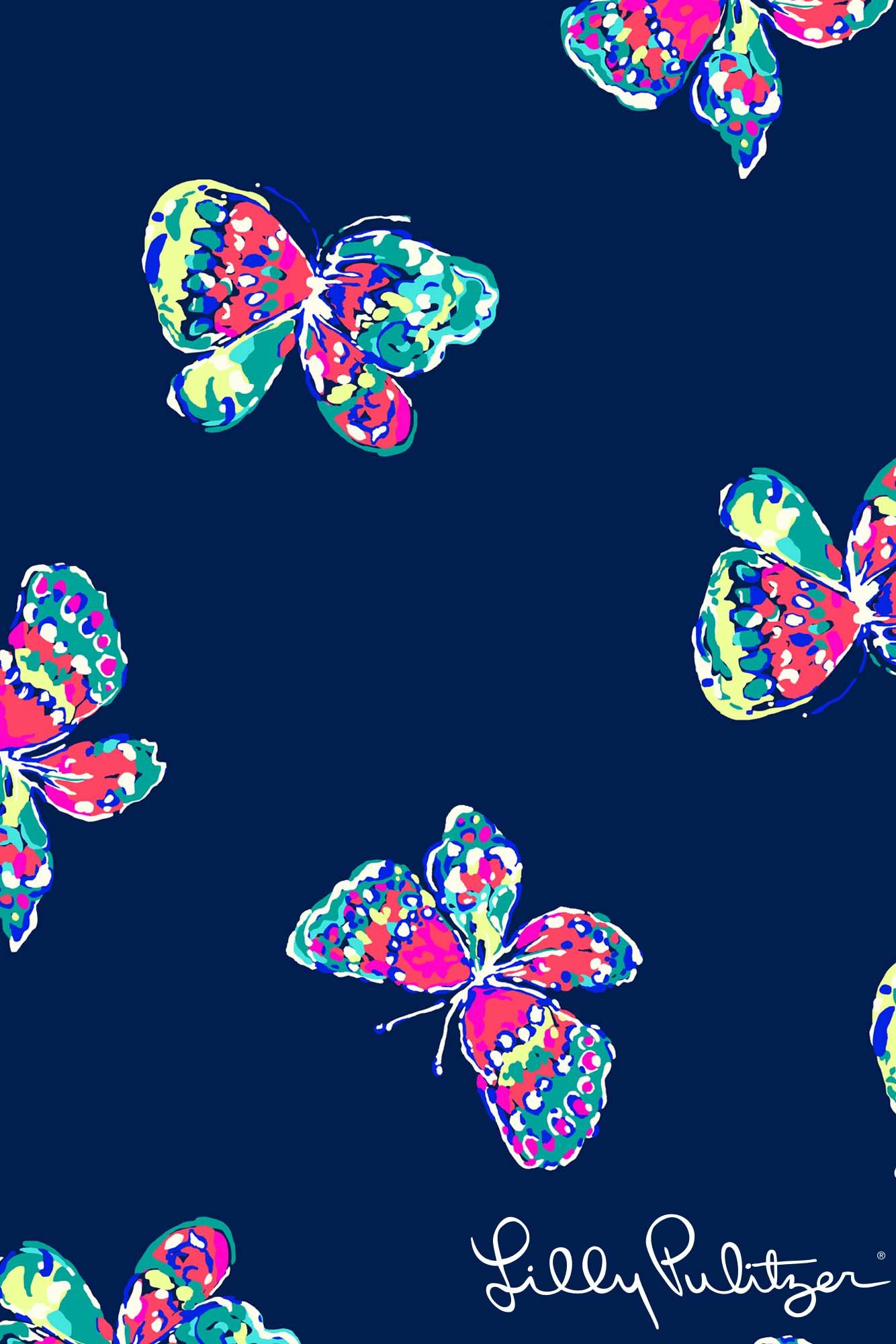 Lilly Pulitzer Butterfly Pattern - HD Wallpaper 