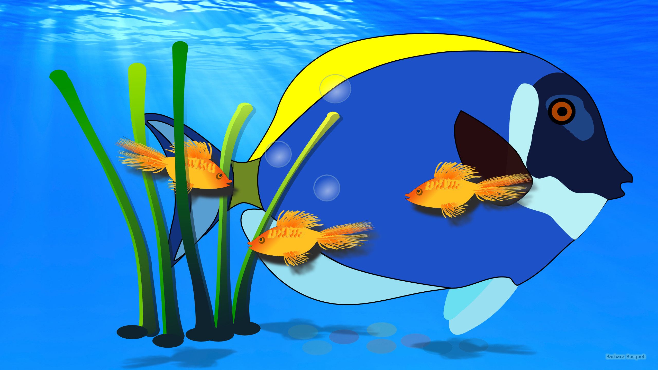 Colorful Fish Wallpaper - Illustration - HD Wallpaper 