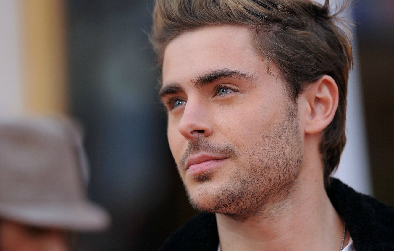 Photo Wallpaper Look, Face, Hair, Actor, Male, Beard, Zac Efron Blue