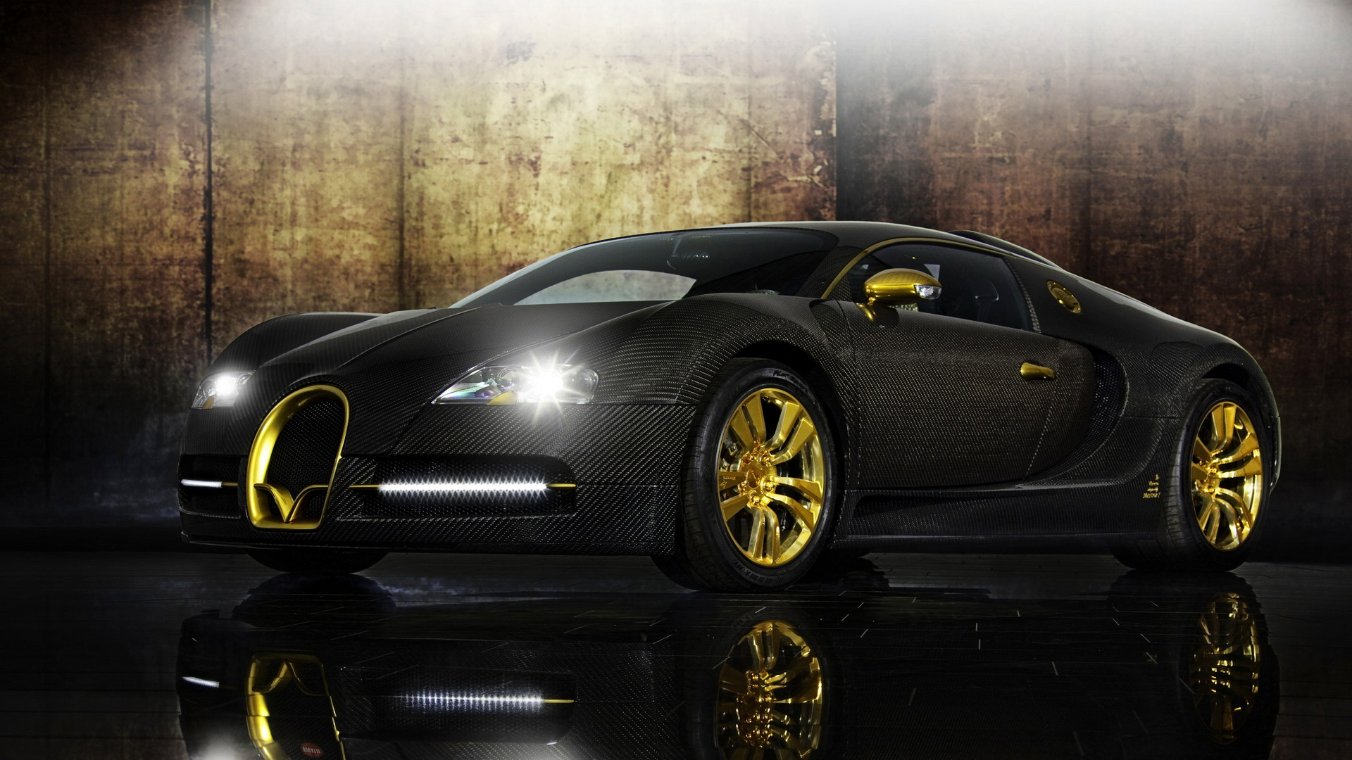 Bugatti Veyron Black And Gold - 1920x1080 Wallpaper 