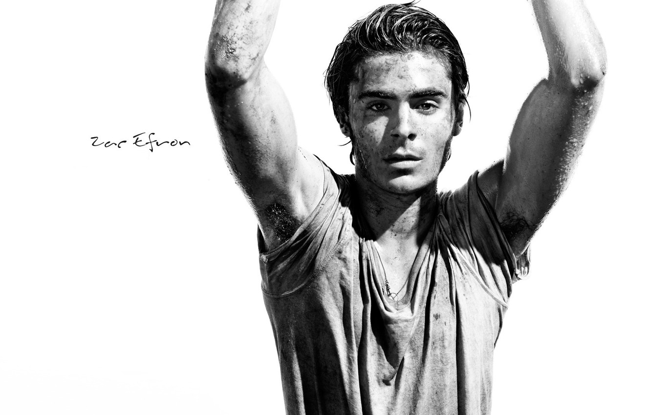 Photo Wallpaper Look, Face, Black And White, Dirt, - Zac Efron - HD Wallpaper 