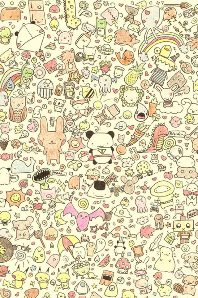 2018, Cute Iphone 4s Images - Cute Animal Drawing Collage - HD Wallpaper 