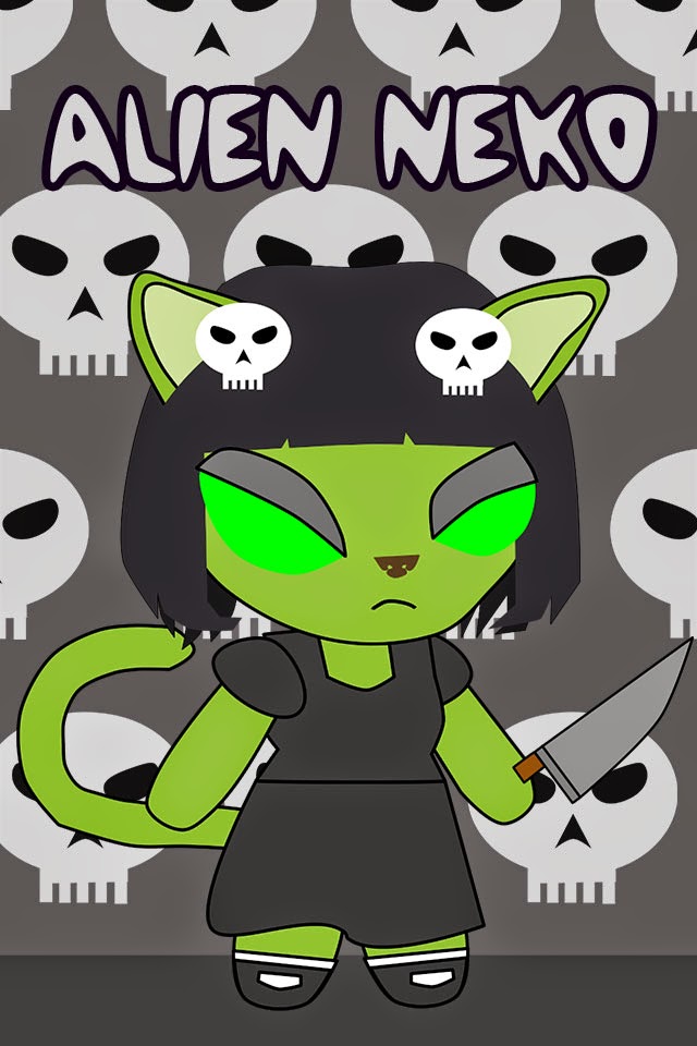 Scary Iphone 4s Wallpaper Alien Neko Kitty Gothic Skulls - Cartoon - HD Wallpaper 