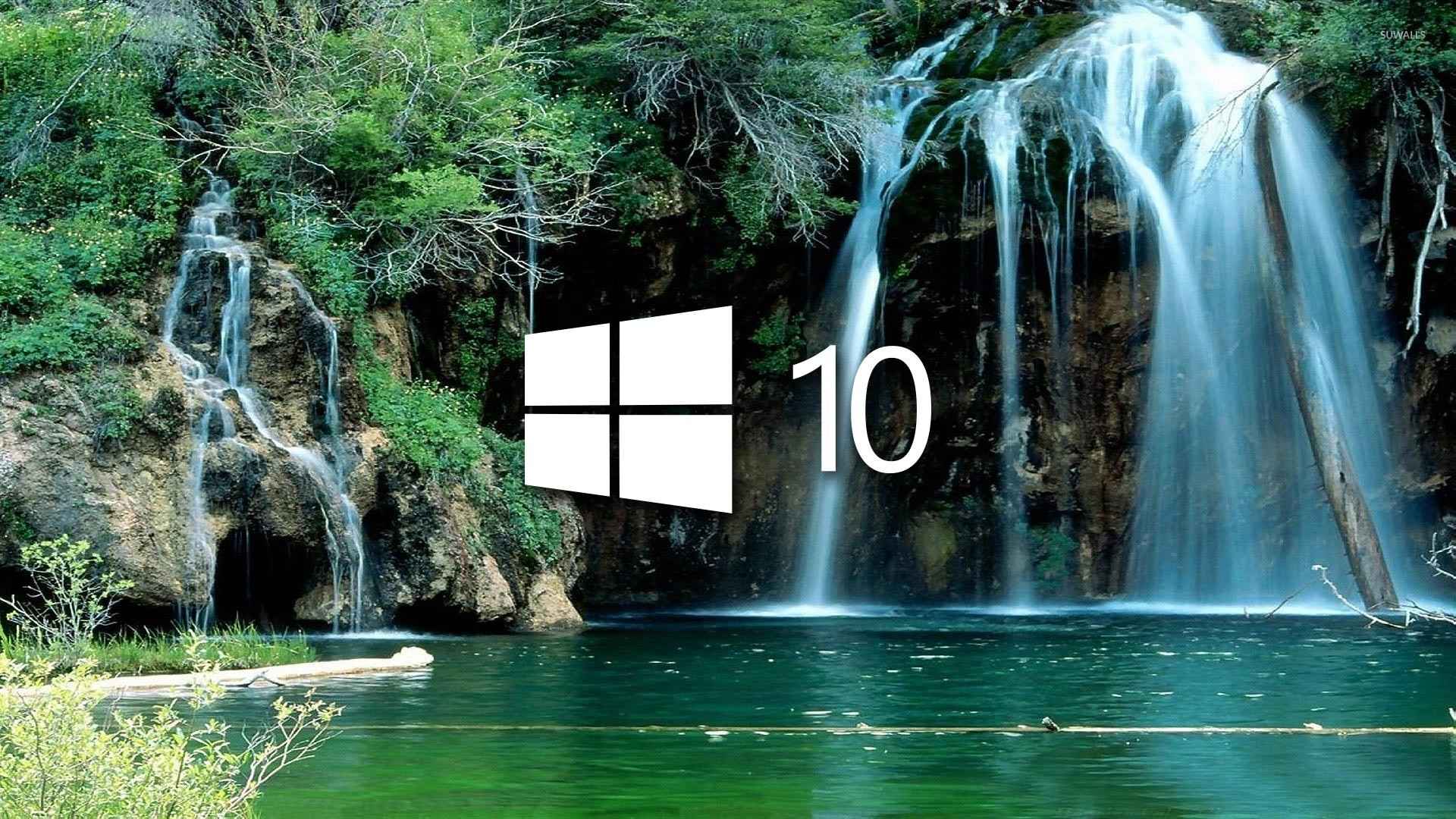 1920x1080, Windows 10 Over The Waterfall Simple Logo - Windows 10 Waterfall Wallpaper Location - HD Wallpaper 