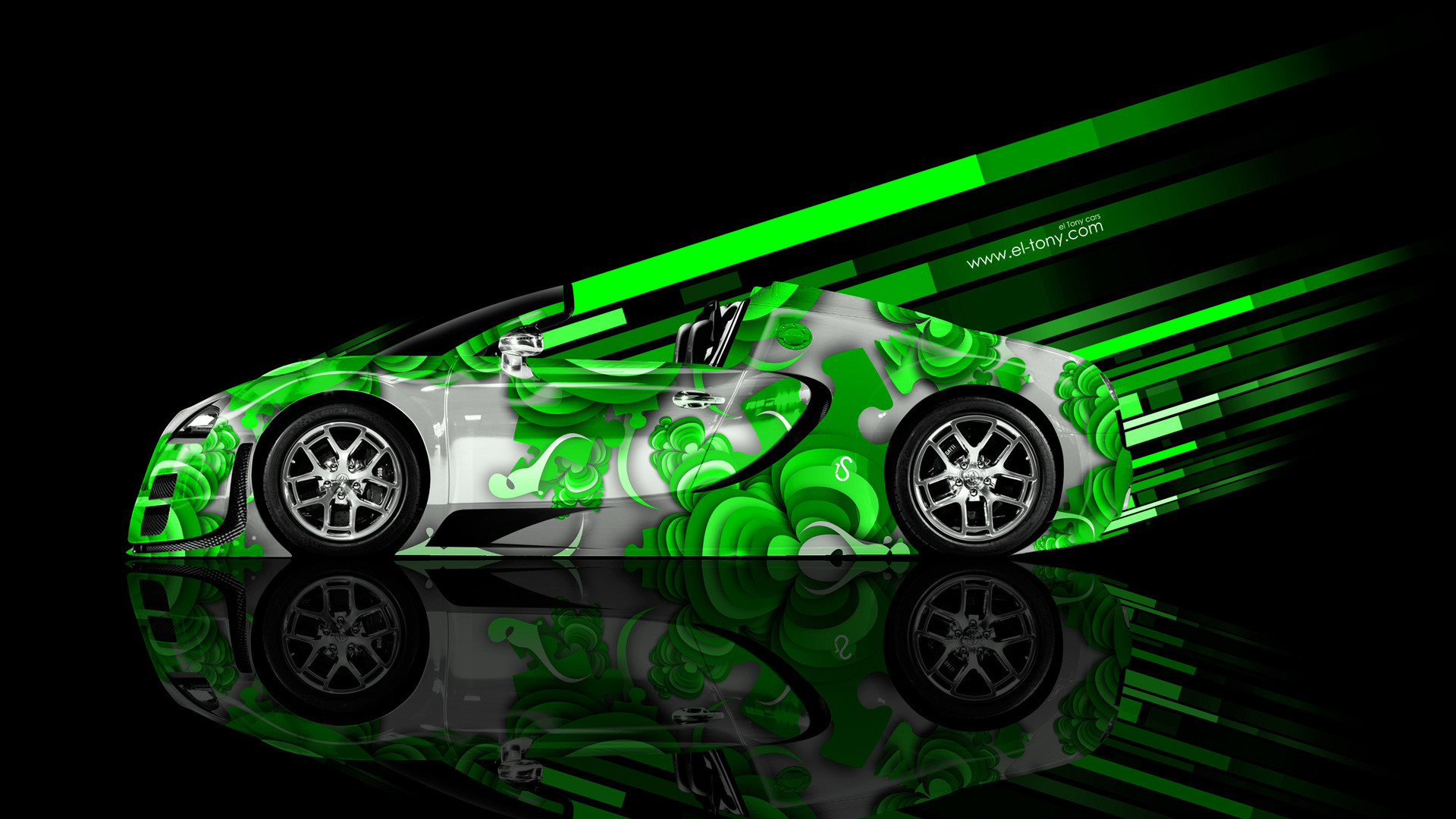 Green Bugatti Veyron Wallpaper - Bugatti Veyron Neon Blue - HD Wallpaper 