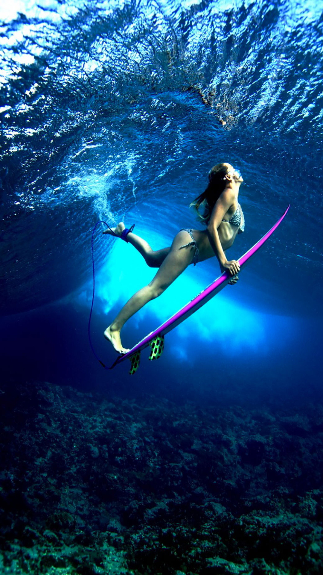 Bikini Hot Girl Swim Under Water Iphone 4s Wallpapers - Surf Wallpaper Iphone 6 - HD Wallpaper 