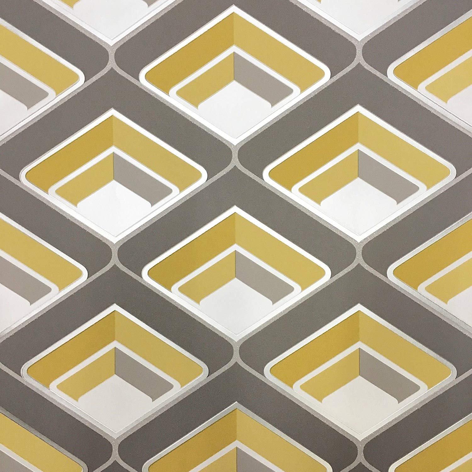 Wallpaper In Yellow Grey And Mustard Geometric Wallpaper - Yellow And Grey 70s - HD Wallpaper 