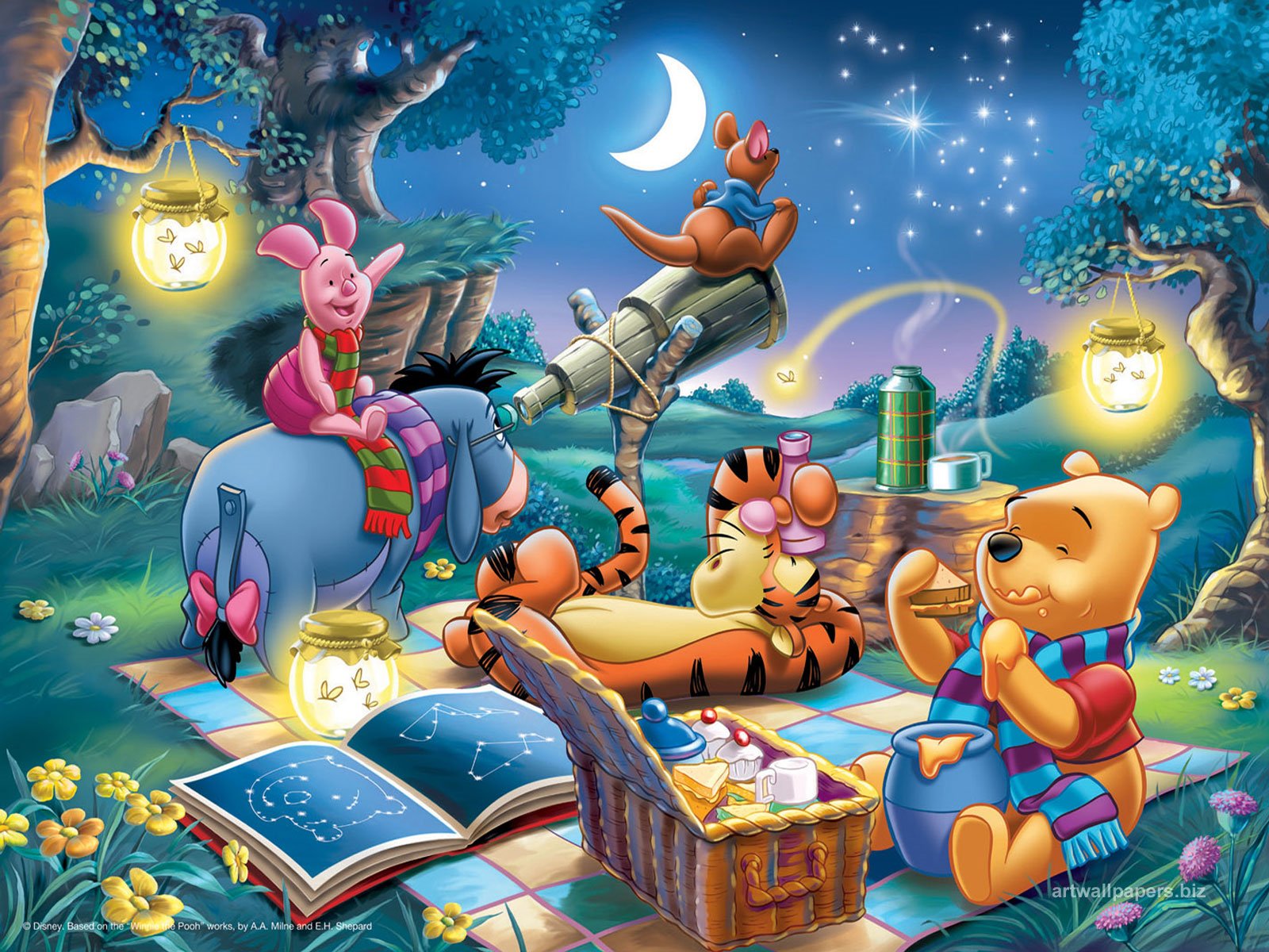 Nighttime Winnie The Pooh - HD Wallpaper 