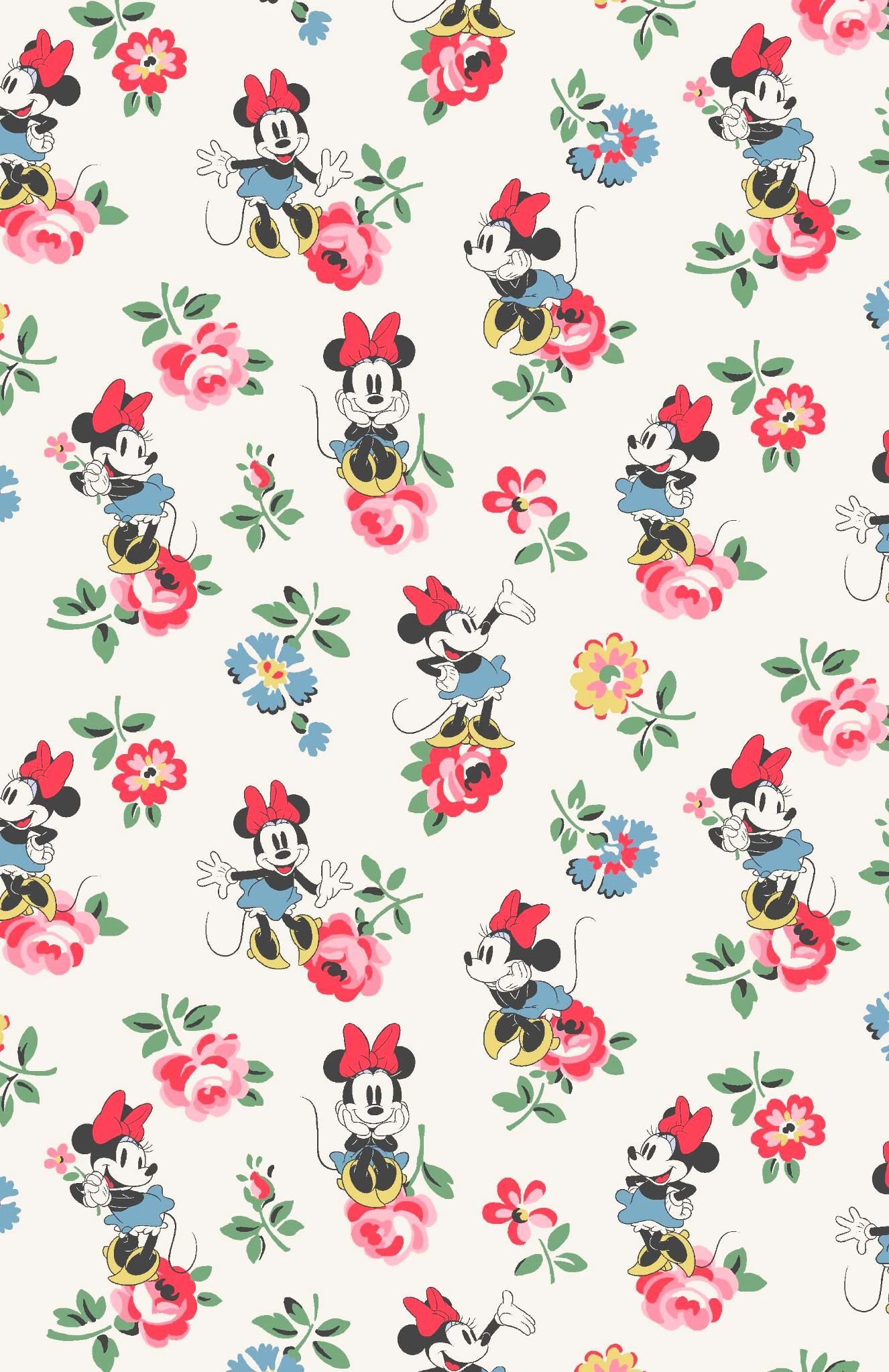 Minnie Mews Ditsy And Minnie Linen Sprig - Iphone Disney Phone Background - HD Wallpaper 