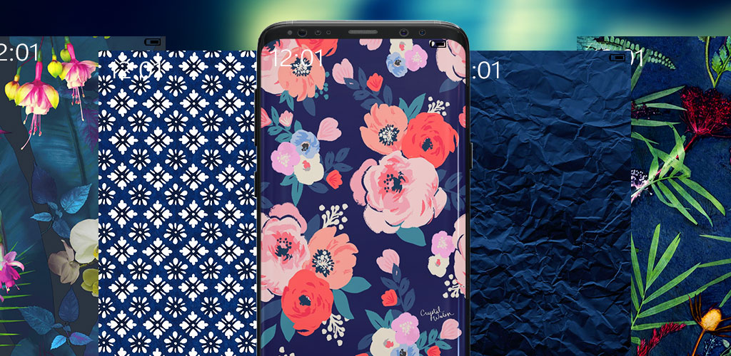 Flower Background Navy - HD Wallpaper 