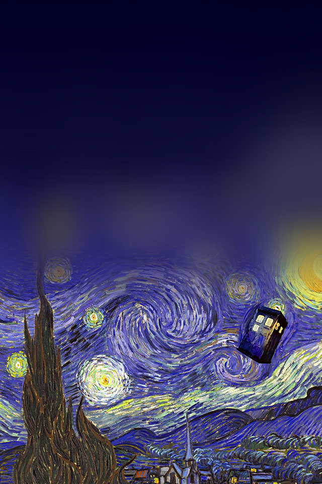 Com Apple Wallpaper Doctor Who Art Iphone4 - Van Gogh Starry Night - HD Wallpaper 